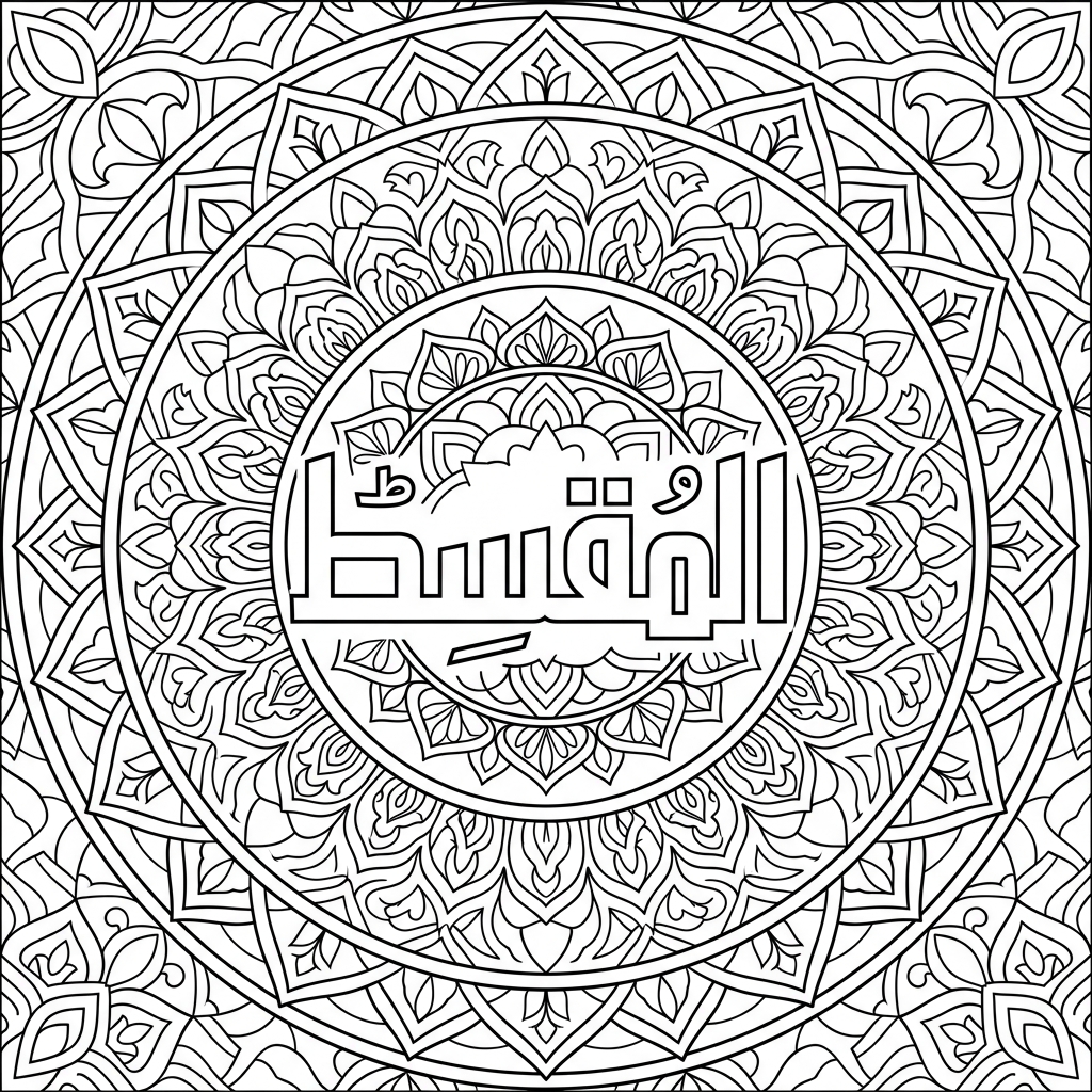 Al-Muqsit · The Equitable & Just calligraphy coloring page