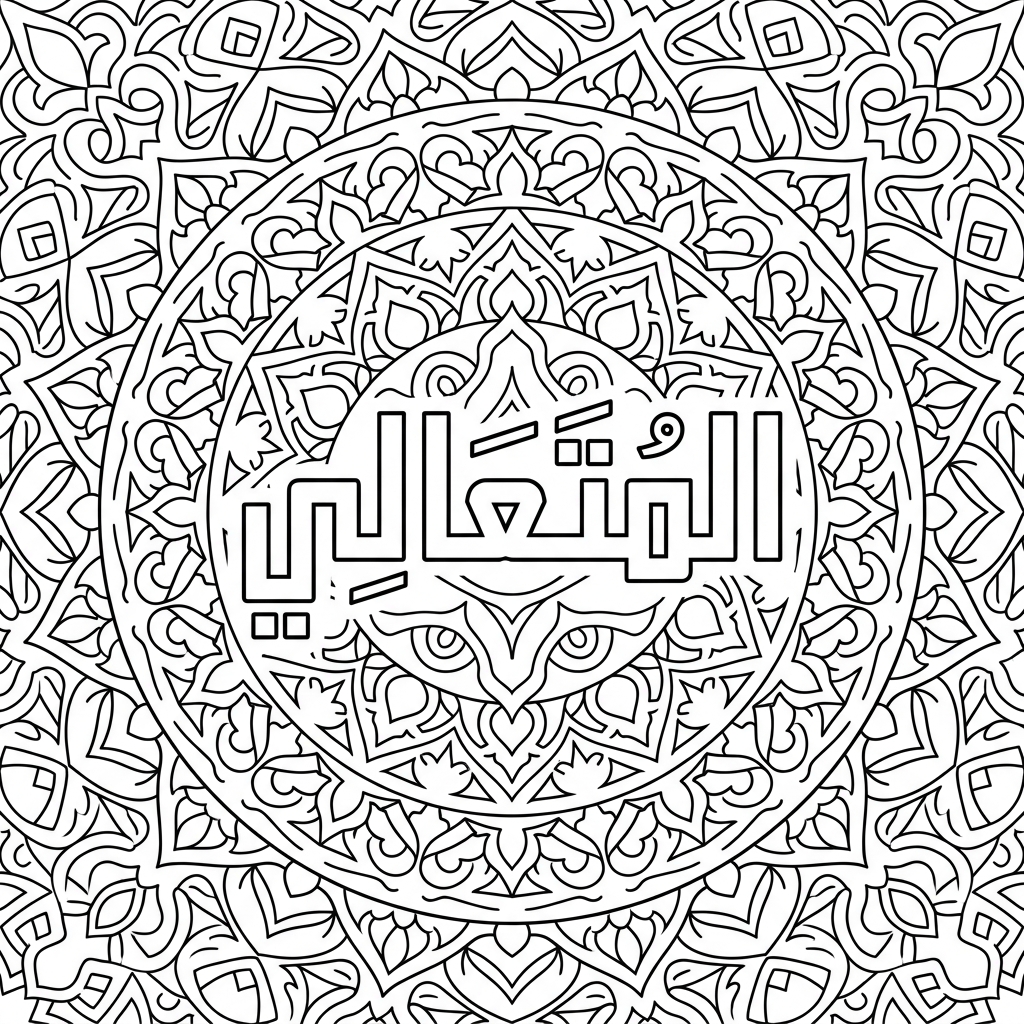 Al-Muta'ali · The Supremely Exalted calligraphy coloring page